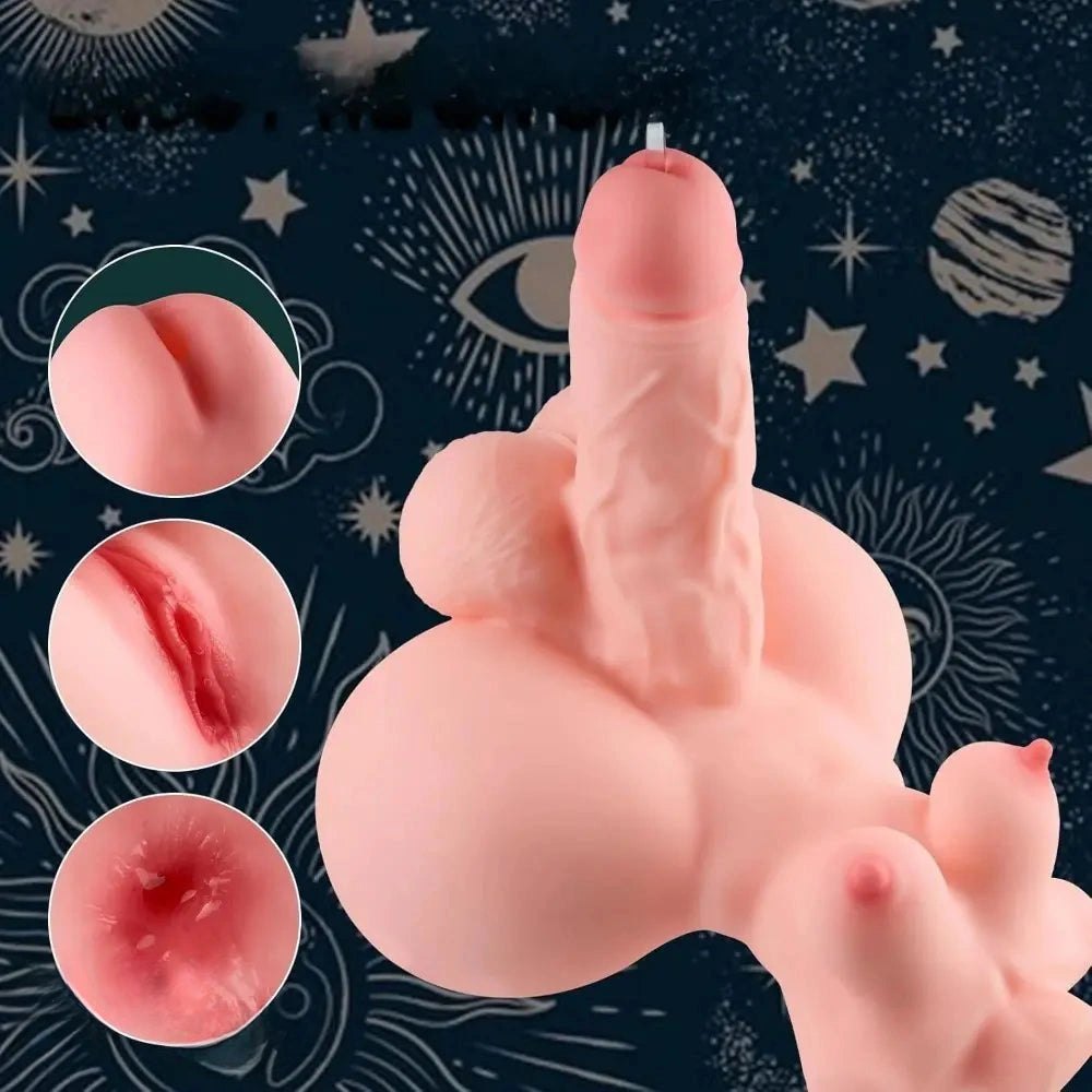 Flesh silicone torso masturbator with dildo, photo 5