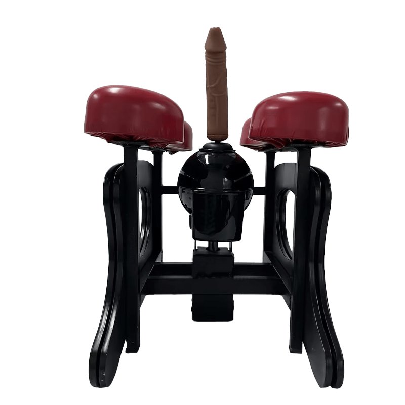 Black and red cushion seat sex machine with thrusting attachment, photo 1