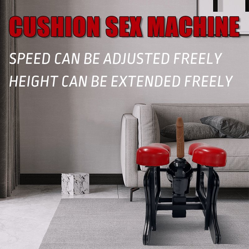 Black and red cushion seat sex machine with thrusting attachment, photo 2