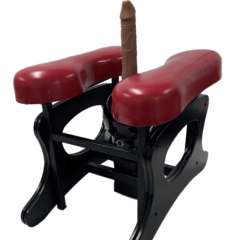 Black and red cushion seat sex machine with thrusting attachment, photo 4