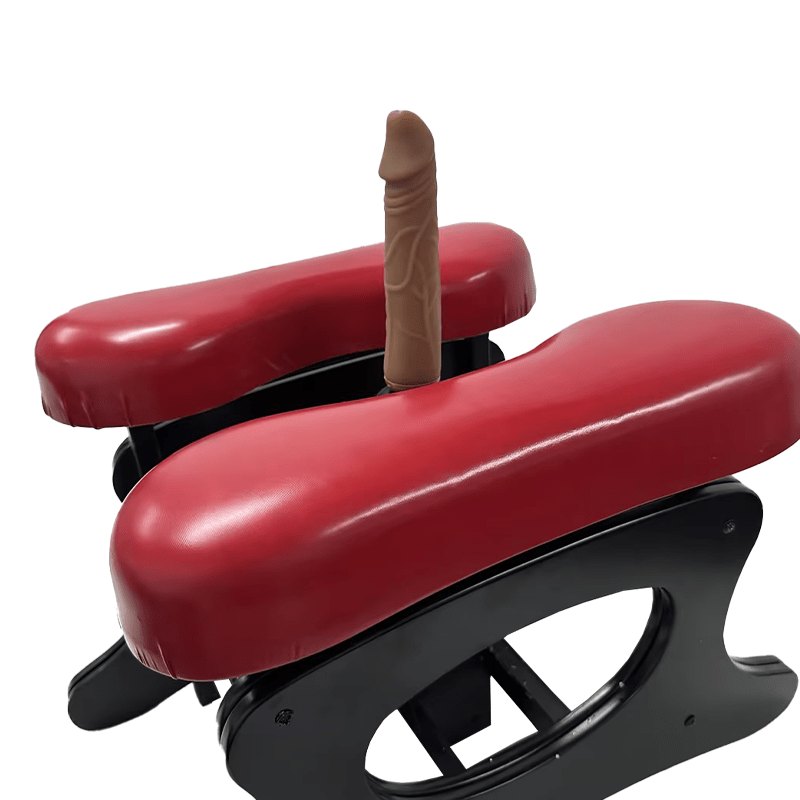 Black and red cushion seat sex machine with thrusting attachment, photo 5