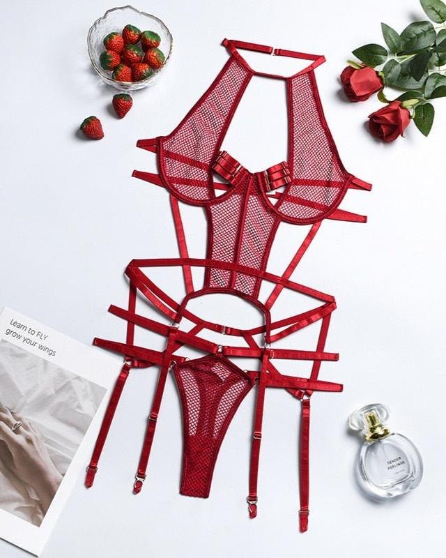 Burgundy cutout curve embrace soft fabric lingerie