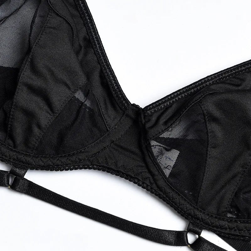 Cutout mesh harness strap bra lingerie set, photo 7