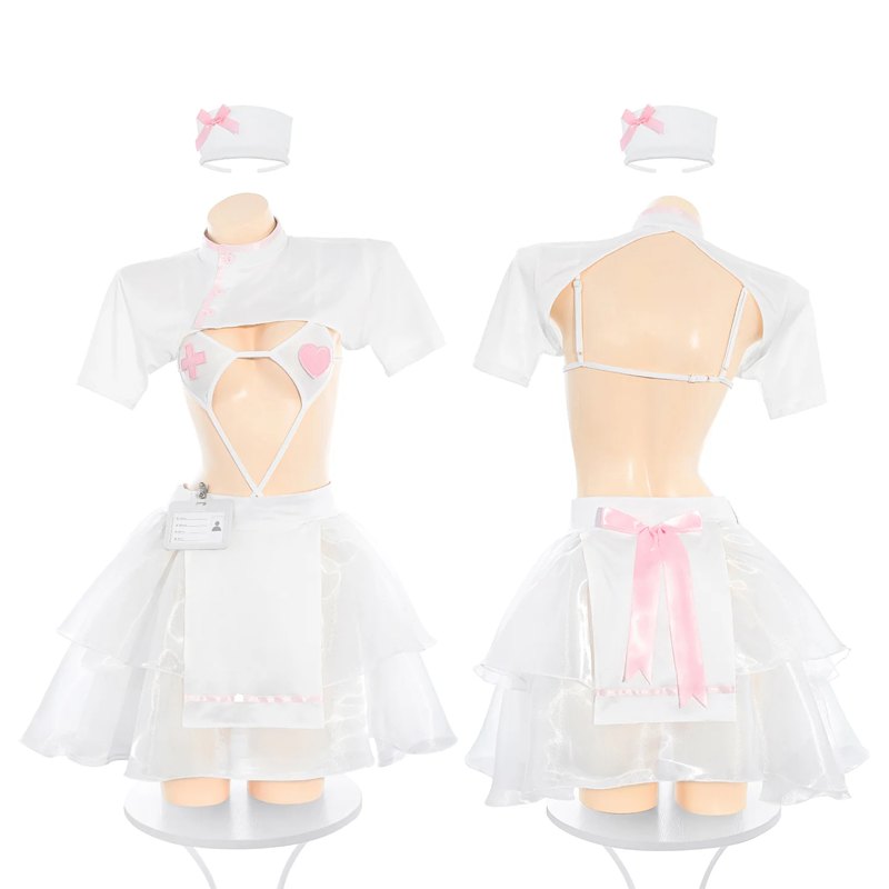 Cutout mesh nurse roleplay costume suit, photo 9