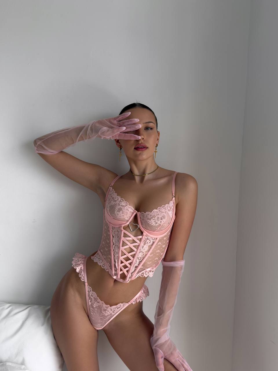 Cutout sheer lace corset, photo 1