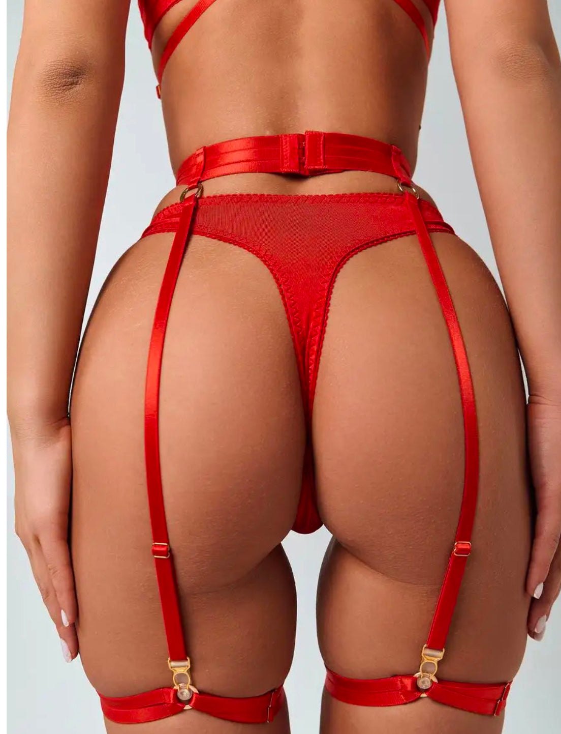 Cutout strappy sheer garter set, photo 3