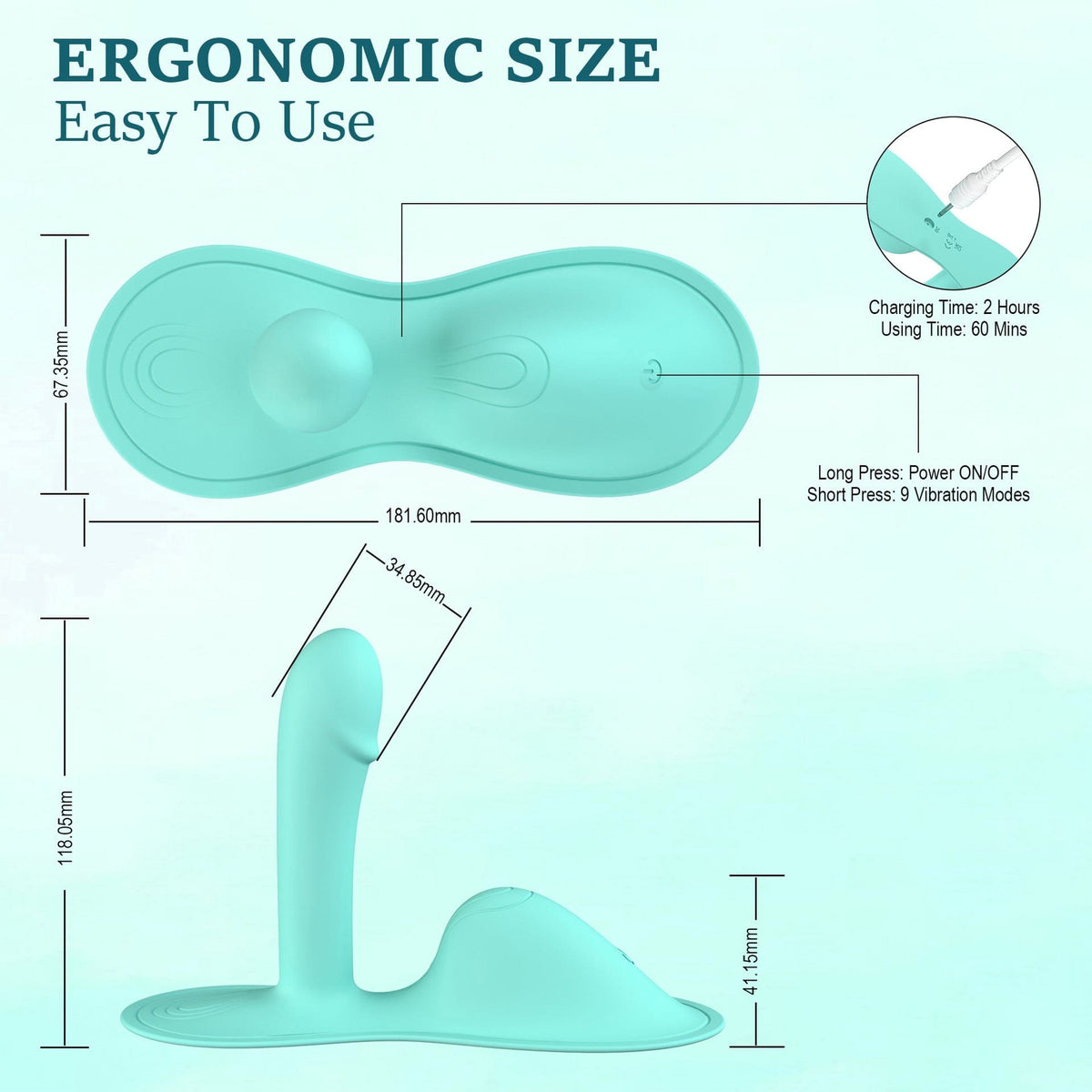 Cyan blue wearable riding vibrator, photo 8