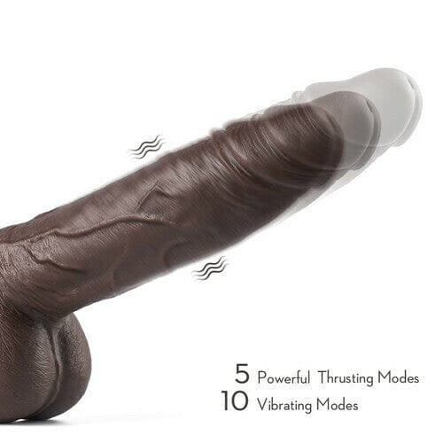 Dark brown thrusting rotating vibrating dildo with suction cup base, photo 2