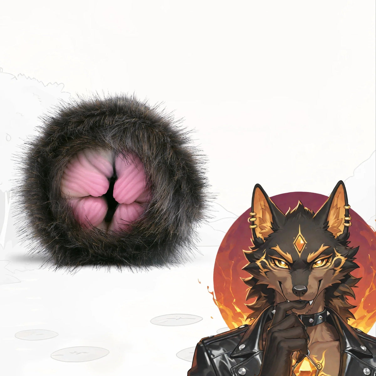 Dark brown furry ribbed male masturbator, photo 1