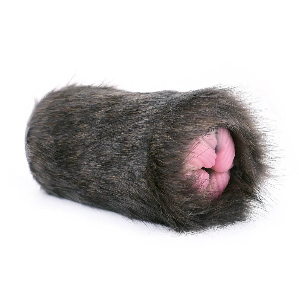 Dark brown furry ribbed male masturbator, photo 2