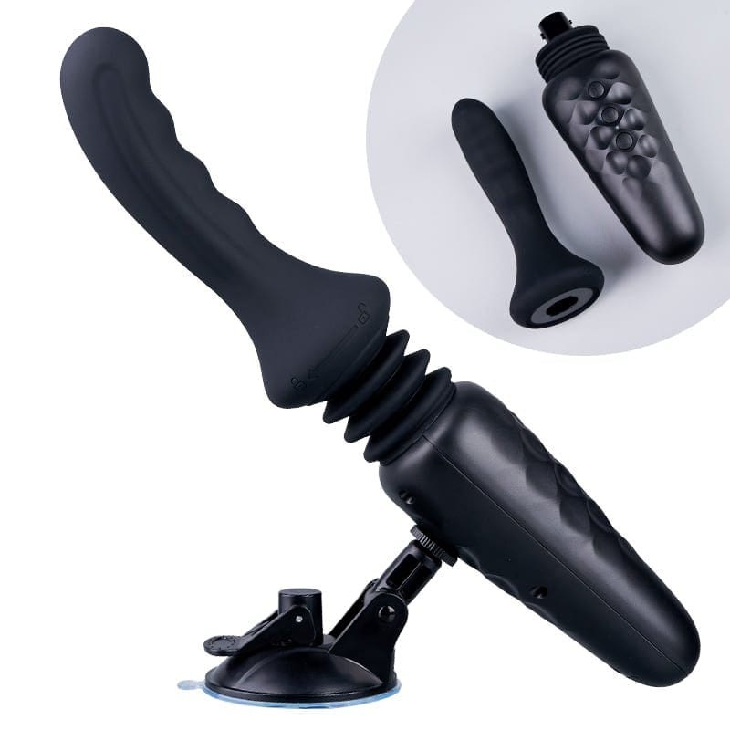 Black thrusting sex machine with suction base, photo 1