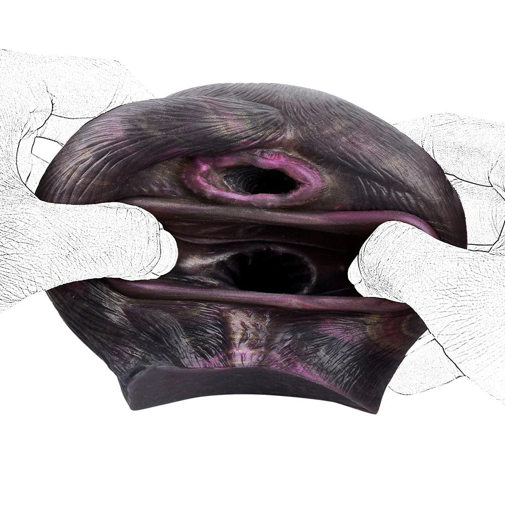 Dark near-black dual channel masturbator, photo 6