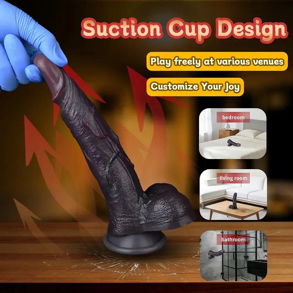 Dark tone silicone suction cup dildo, photo 14