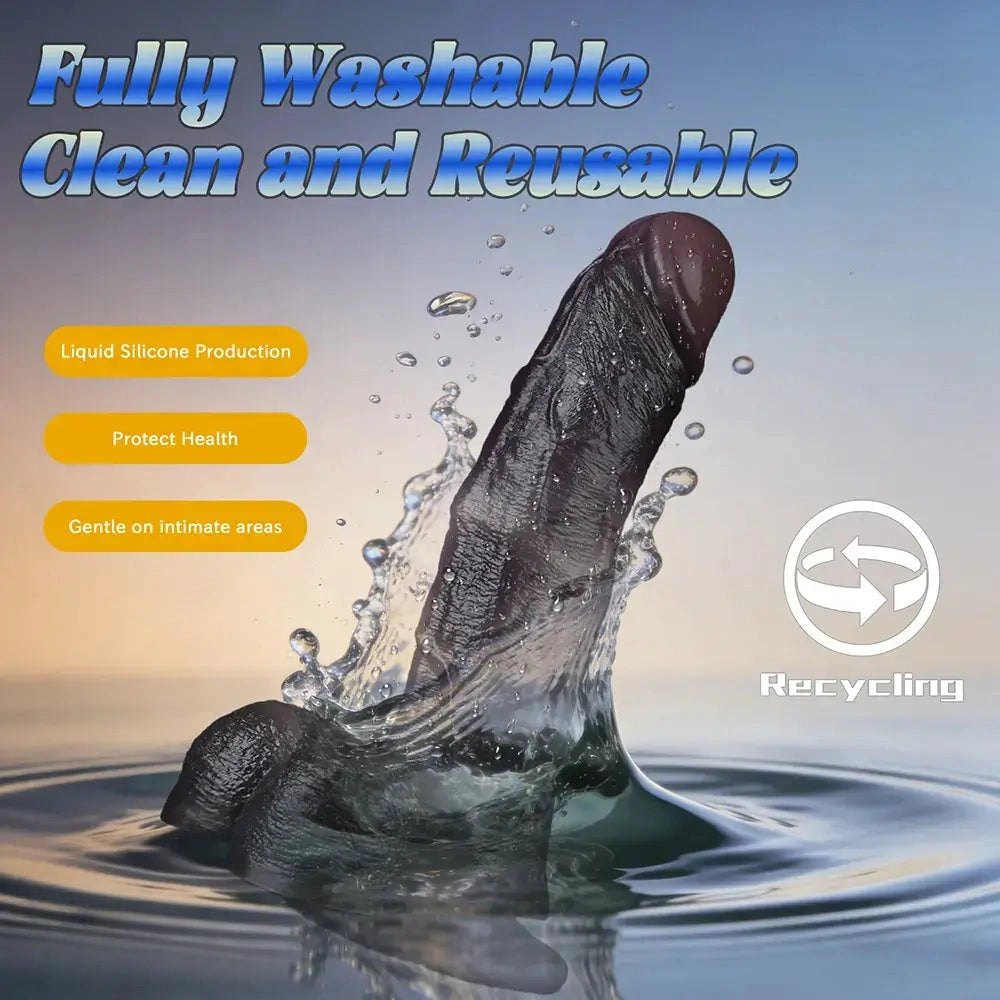 Dark tone silicone suction cup dildo, photo 6