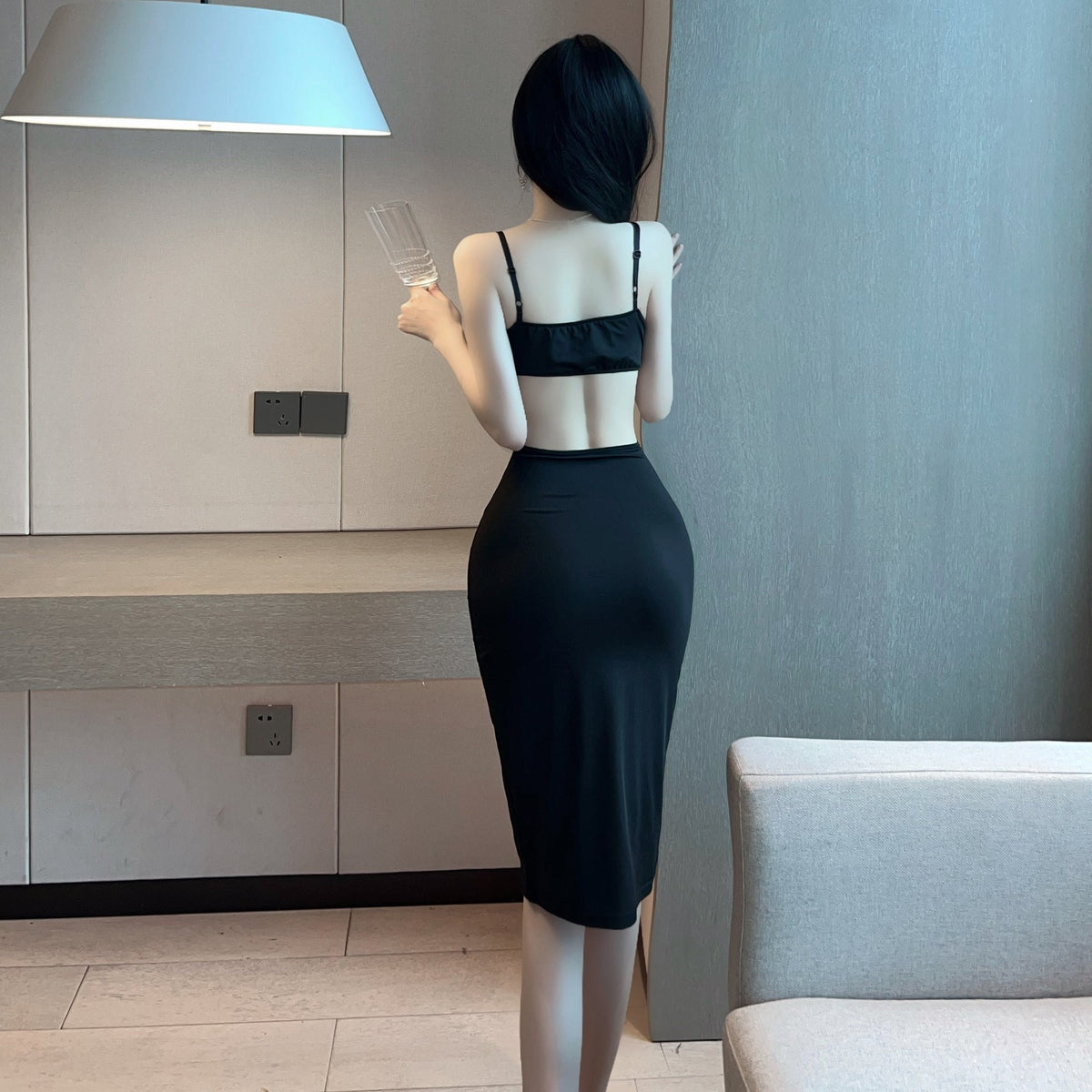 Deep v cutout spaghetti strap bodycon dress, photo 4