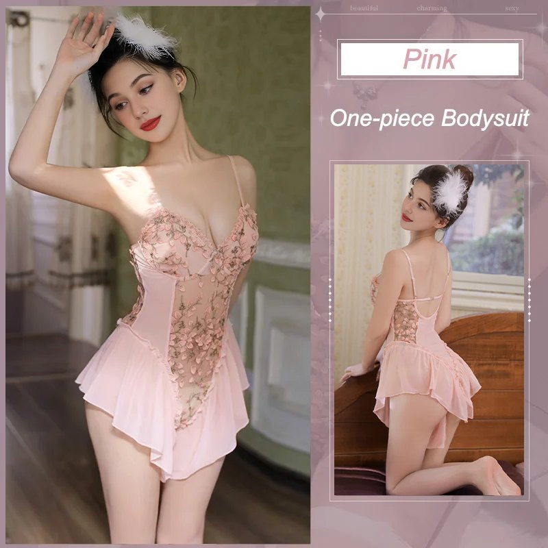 Deep v floral embroidered open crotch bodysuit, photo 16