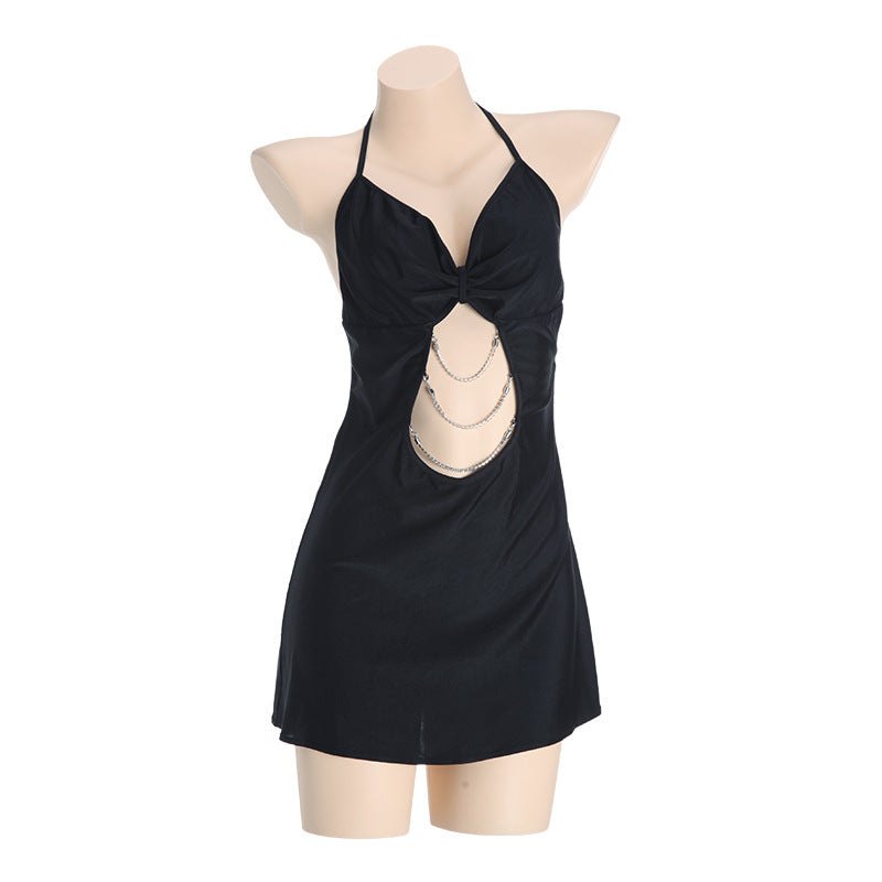 Deep v halter chain satin nightdress, photo 6
