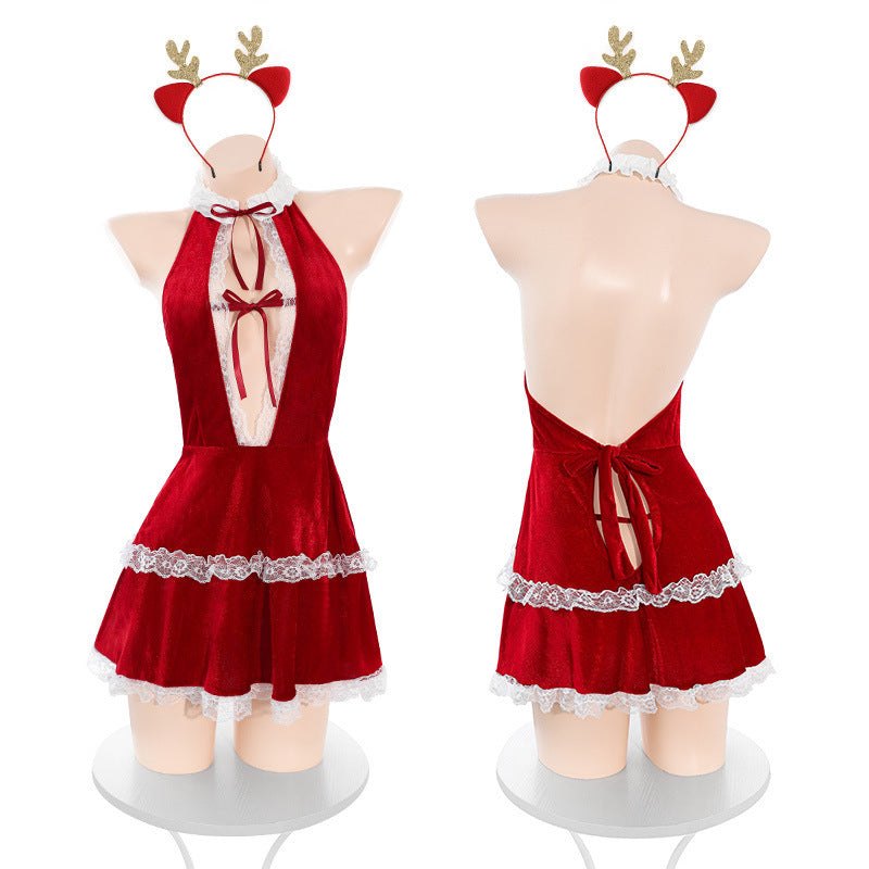 Deep v halter neck mini dress, photo 6