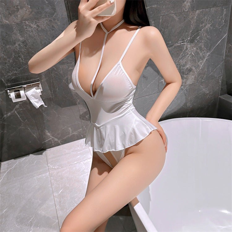 Deep v halter open crotch bodysuit, photo 7
