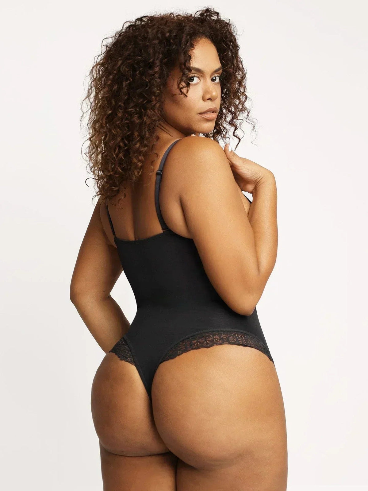 Deep v-neck molded lining lace bodysuit, photo 3