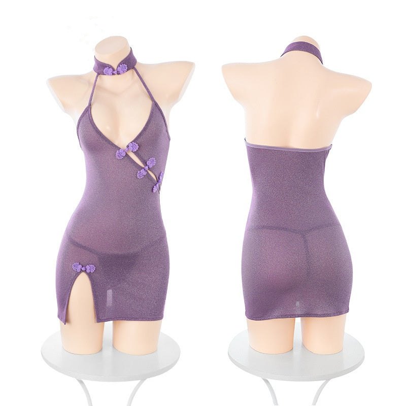 Deep v slant cardigan cheongsam chemise, photo 5