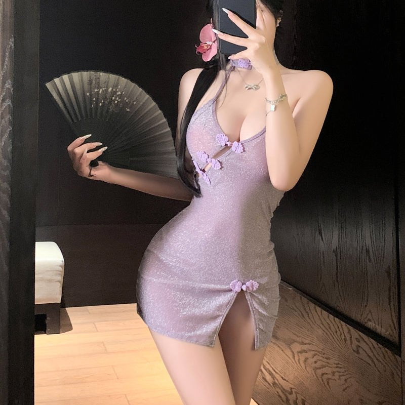 Deep v slant cardigan cheongsam chemise, photo 7