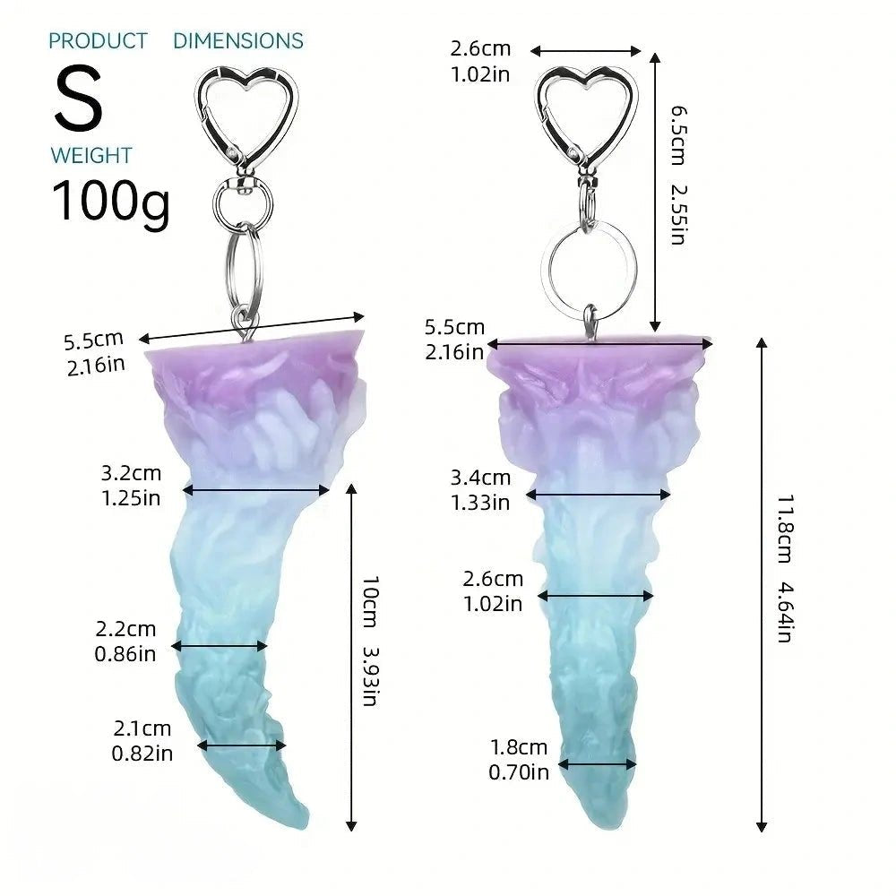 Blue Deer horn charm dildo with keychain clip