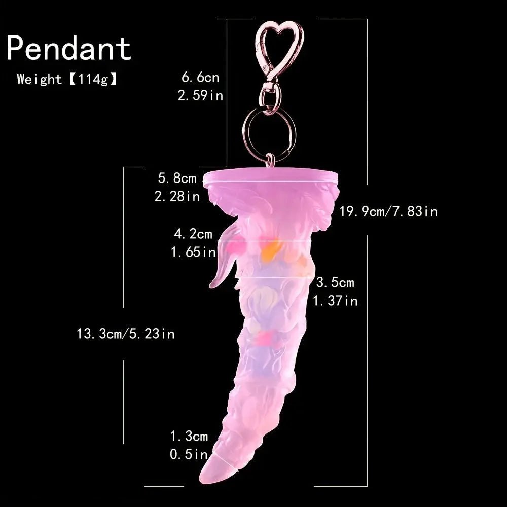 Pink Deer horn charm dildo with keychain clip