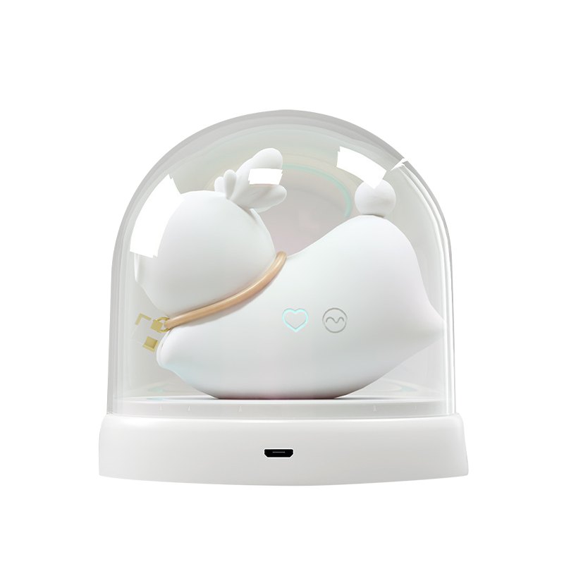 White deer-shaped silicone suction and tapping vibrator, photo 1