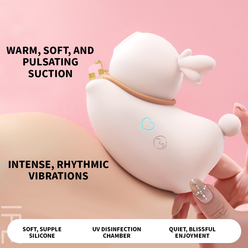 White deer-shaped silicone suction and tapping vibrator, photo 2