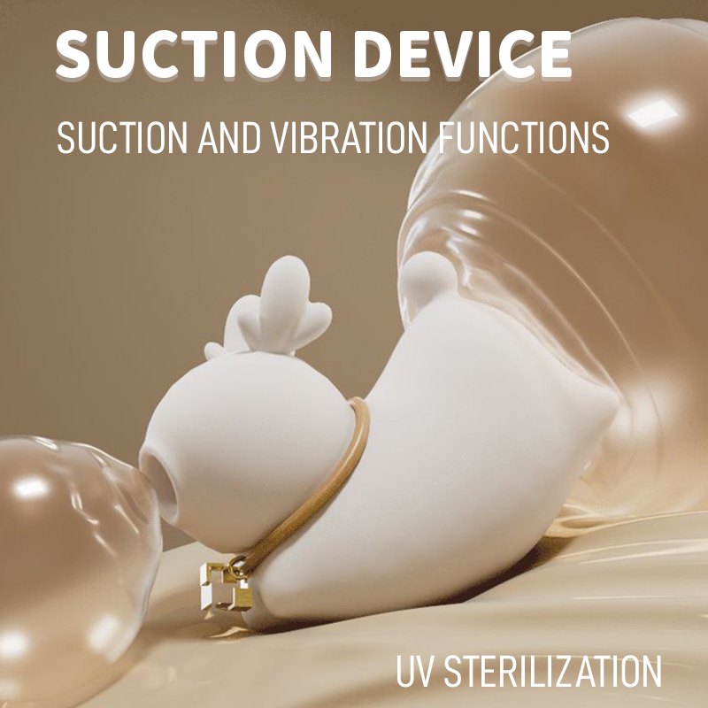 White deer-shaped silicone suction and tapping vibrator, photo 5