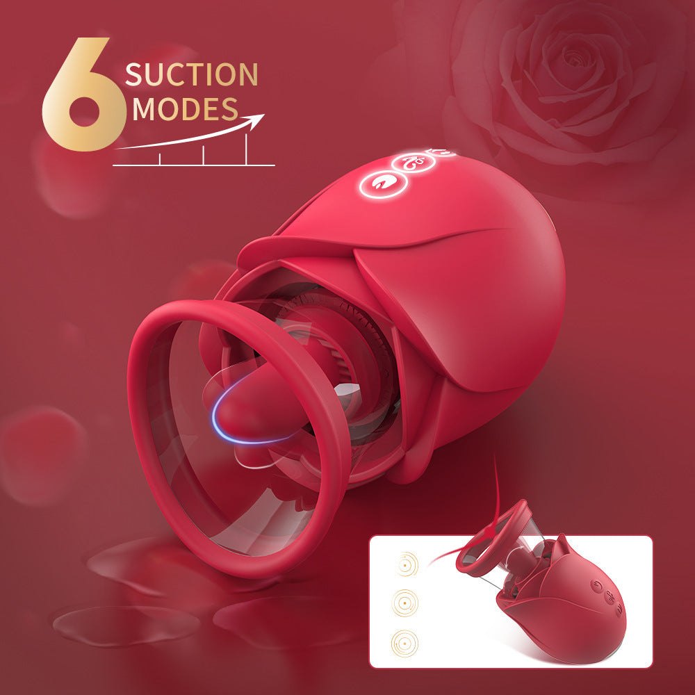 Rose-shaped suction and tongue-licking vibrator with detachable cup, photo 2