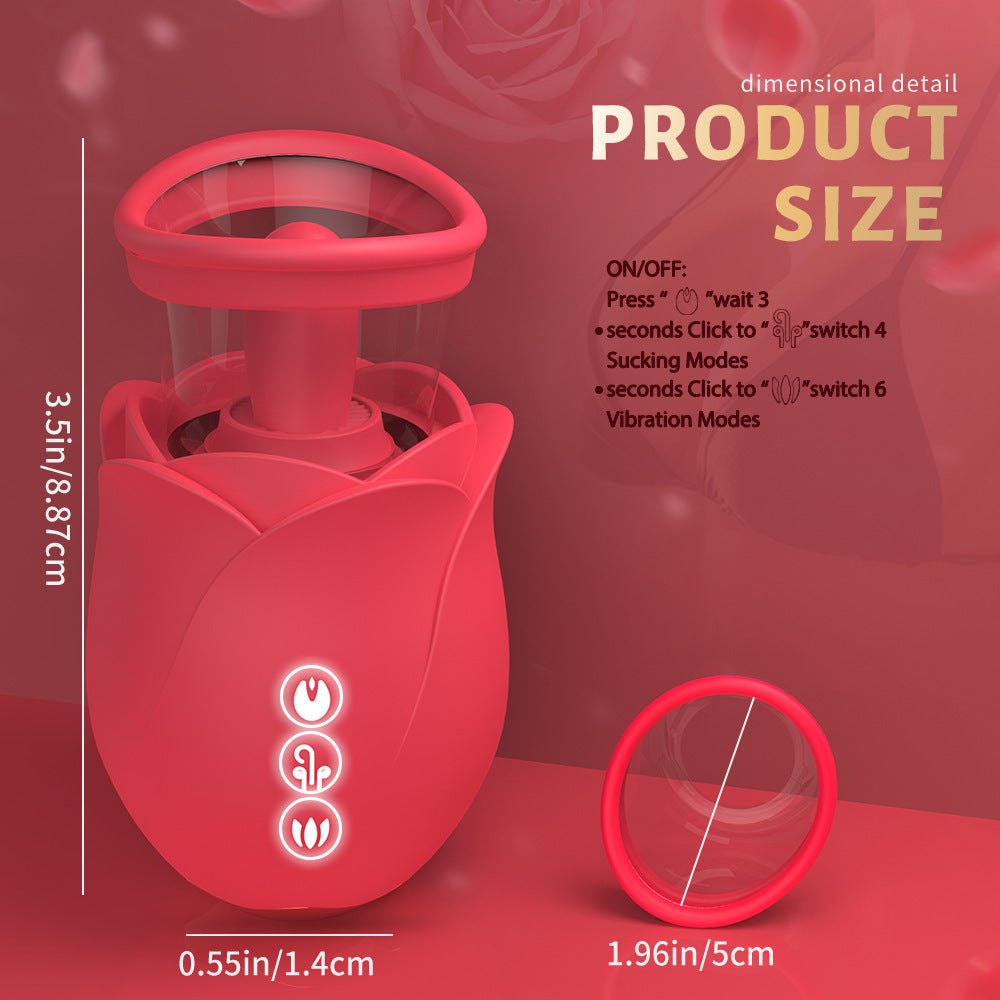 Rose-shaped suction and tongue-licking vibrator with detachable cup, photo 3