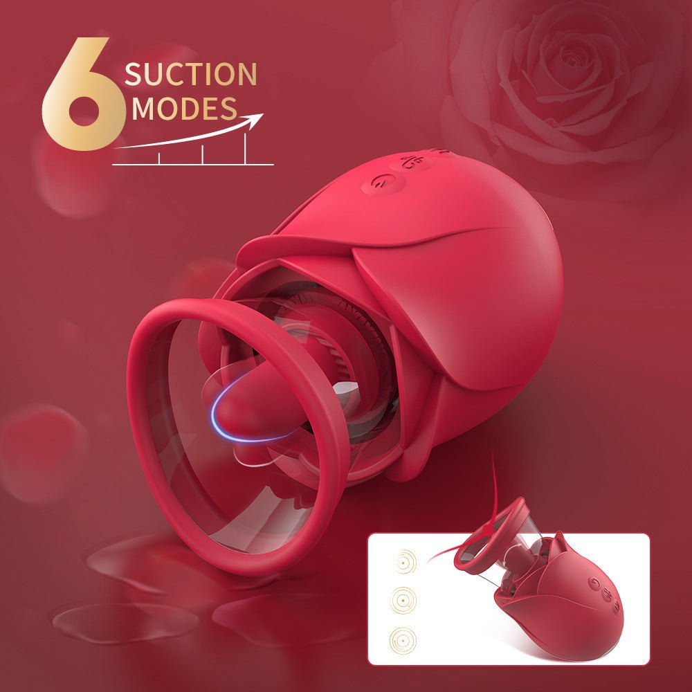 Rose-shaped suction and tongue-licking vibrator with detachable cup, photo 4