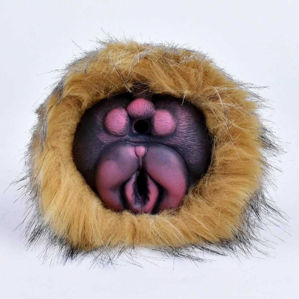 Golden amber fur masturbator with detachable sleeve, photo 3
