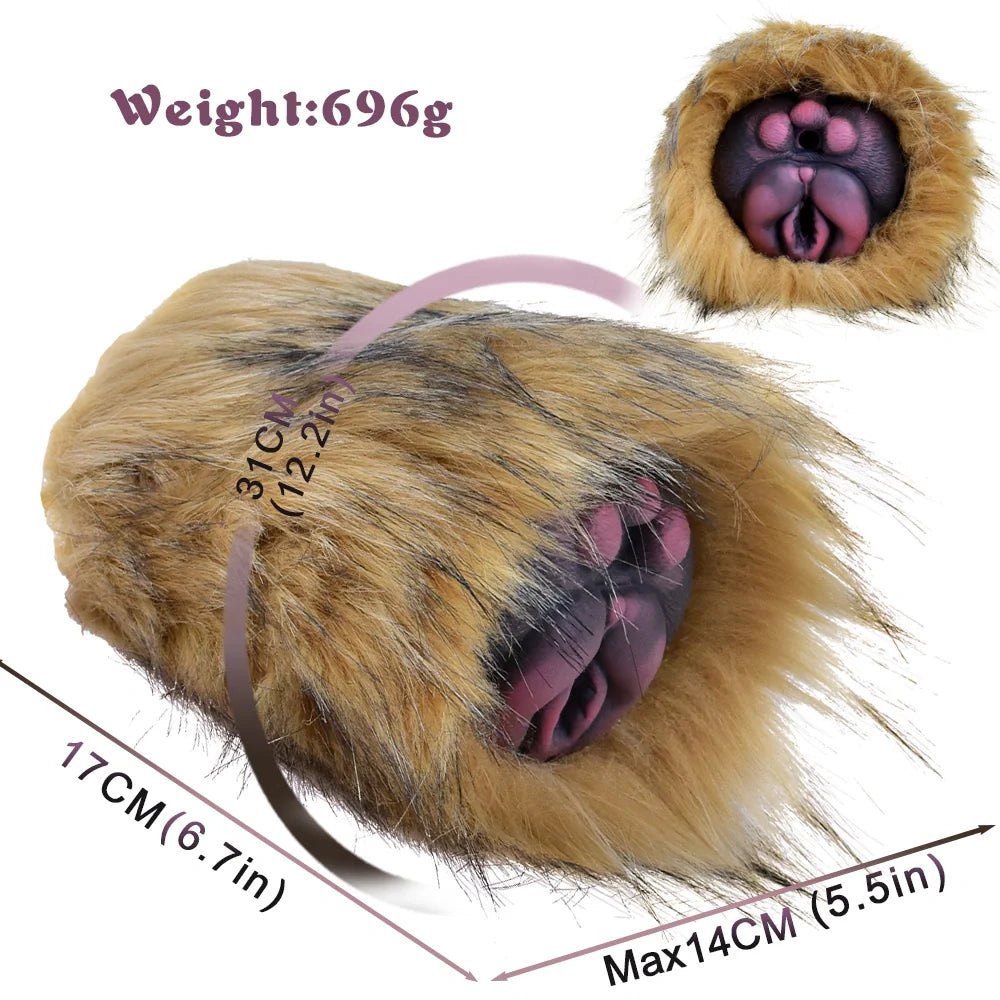 Golden amber fur masturbator with detachable sleeve, photo 9