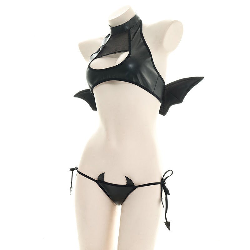 Devil bat wing halter patent leather costume set, photo 7