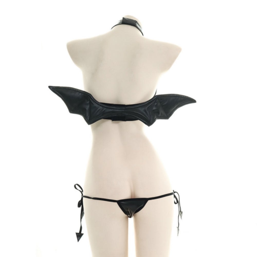 Devil bat wing halter patent leather costume set, photo 8