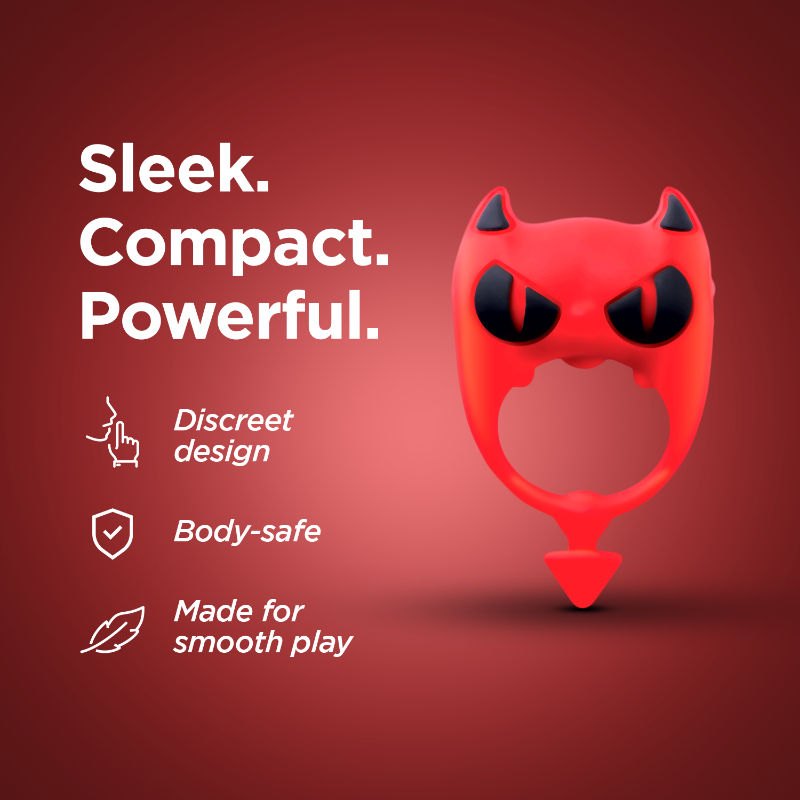 Red devil-shaped vibrating cock ring, photo 2