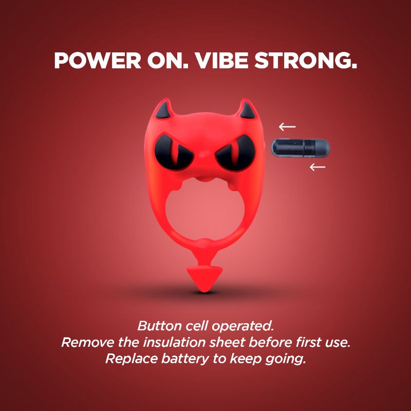 Red devil-shaped vibrating cock ring, photo 5