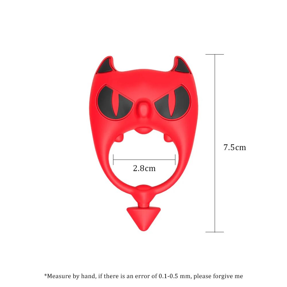 Red devil-shaped vibrating cock ring, photo 7