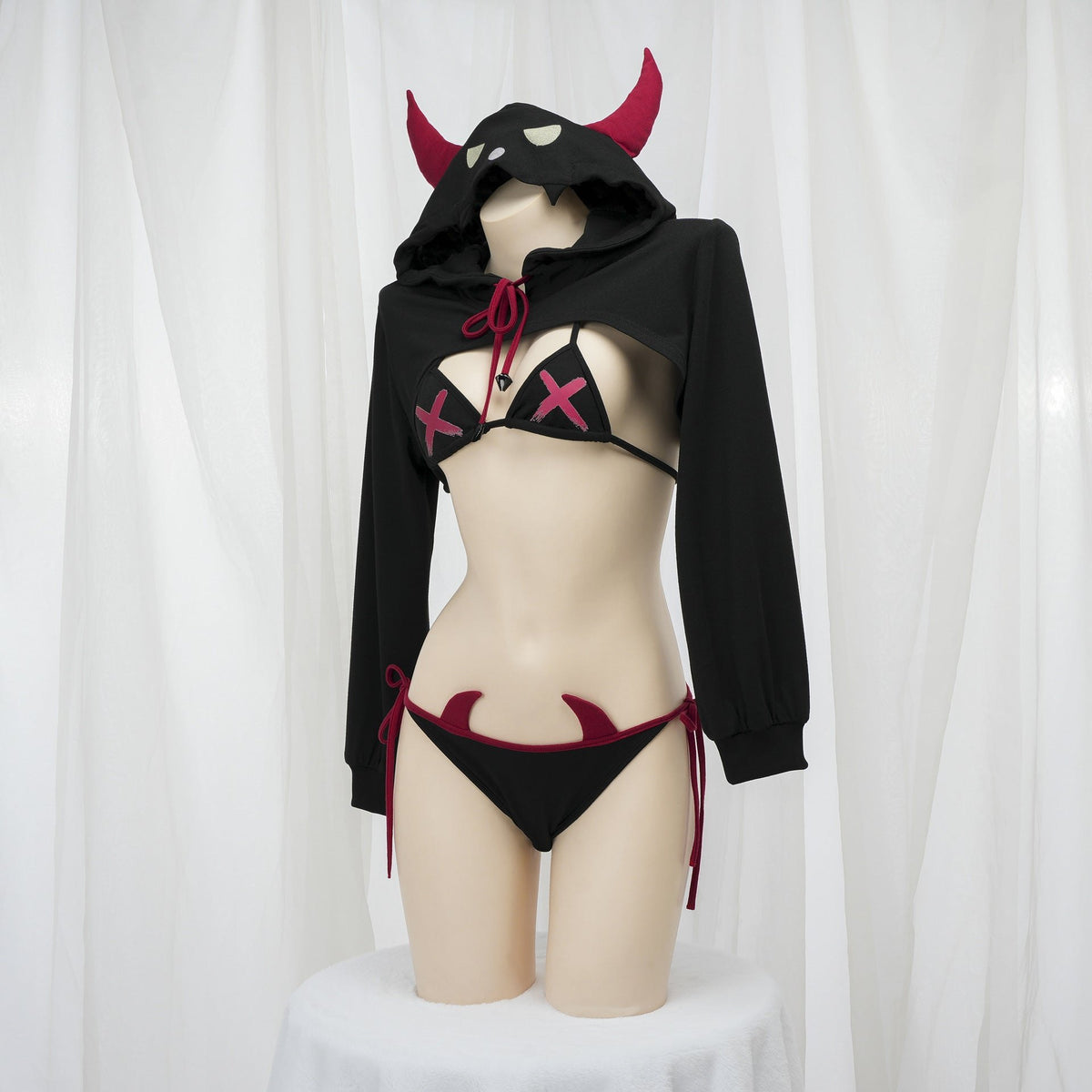 Devil horn hoodie triangle bra roleplay set, photo 4