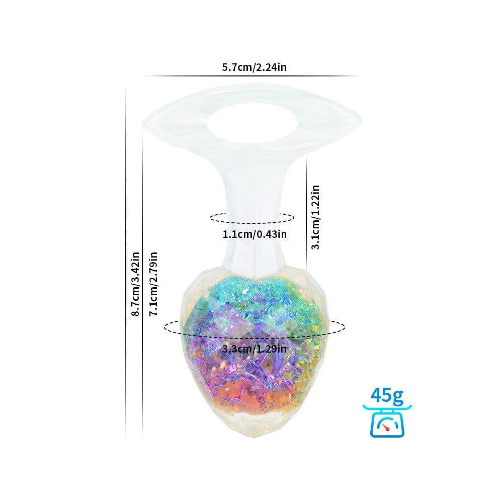 Rainbow crystal glass-look diamond-cut butt plug with colorful beads
