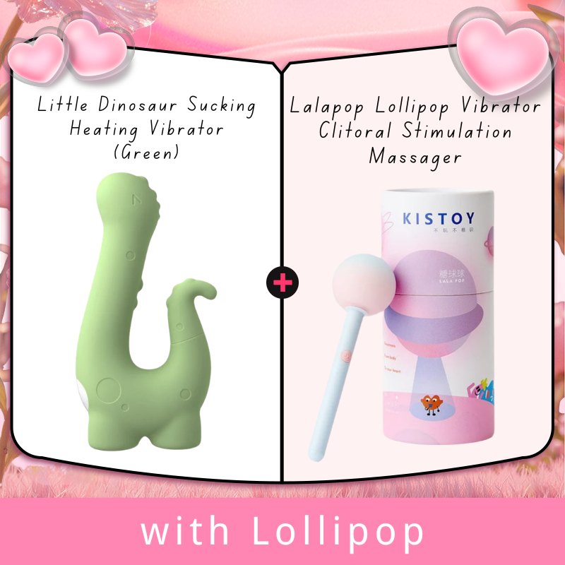 Green dinosaur shaped suction and heating vibrator