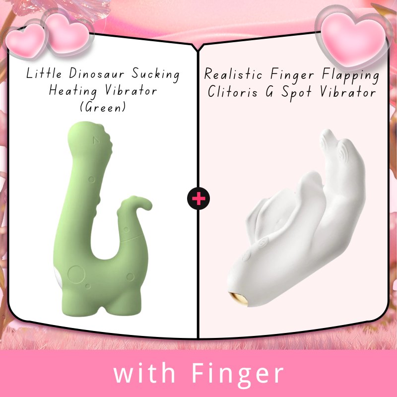 Green dinosaur shaped suction and heating vibrator