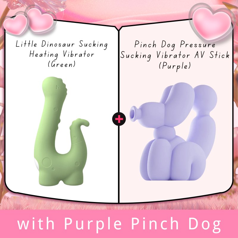 Green dinosaur shaped suction and heating vibrator
