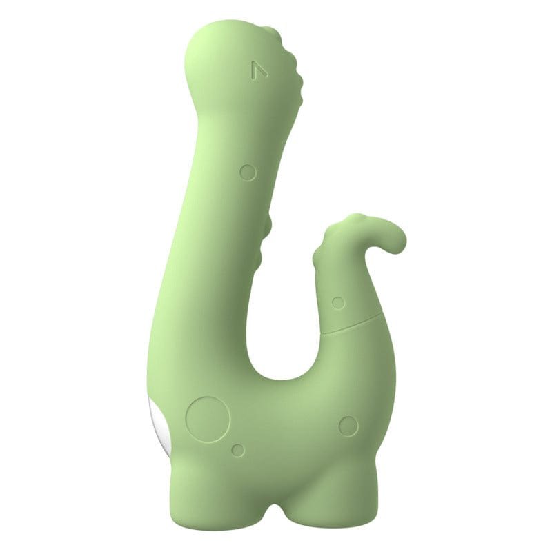 Green dinosaur shaped suction and heating vibrator