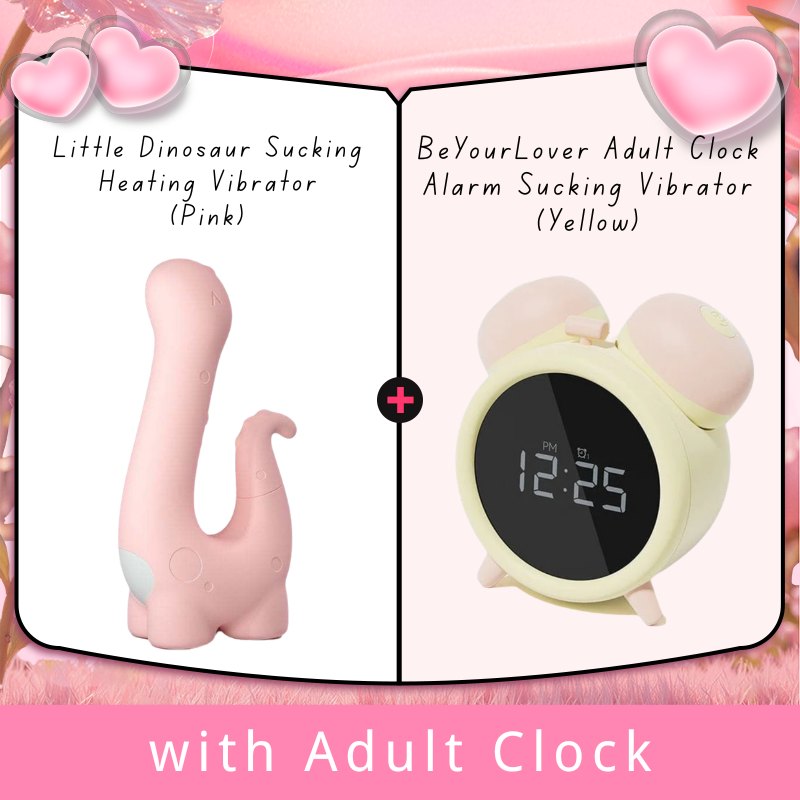 Pink dinosaur shaped suction and heating vibrator