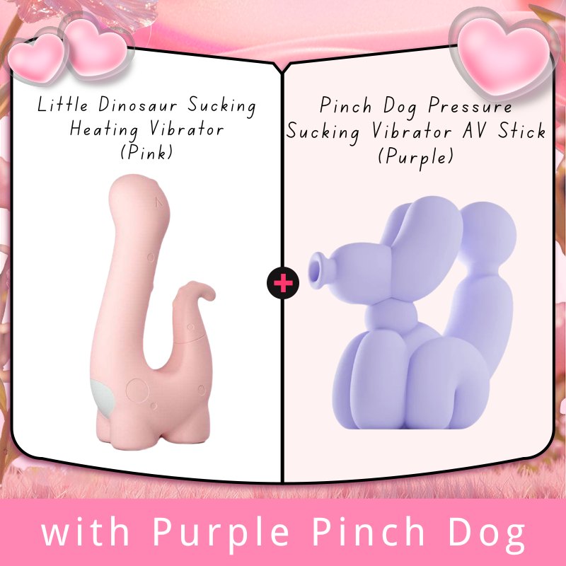 Pink dinosaur shaped suction and heating vibrator