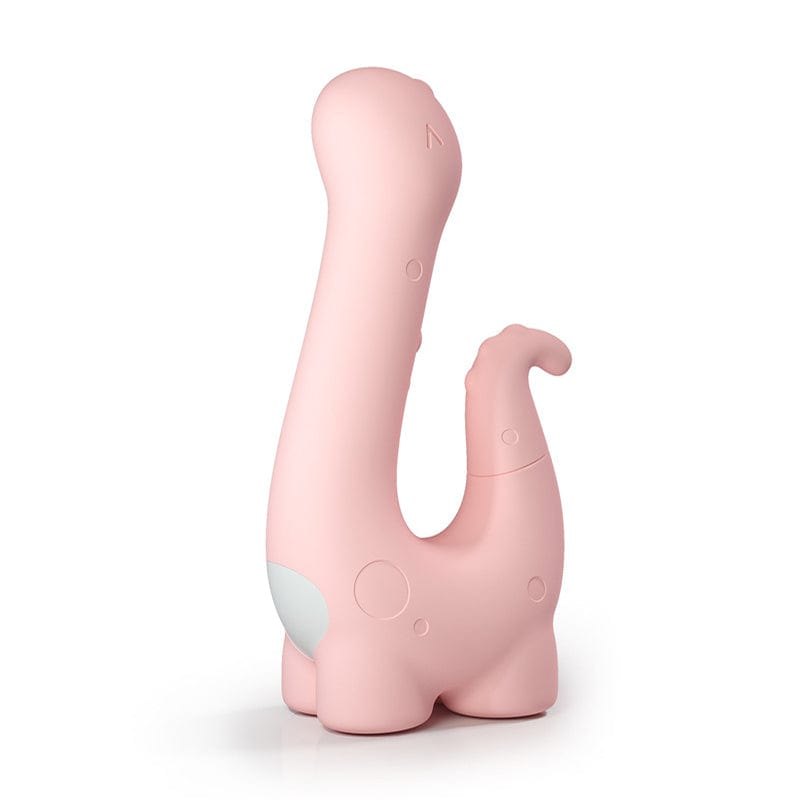 Pink dinosaur shaped suction and heating vibrator